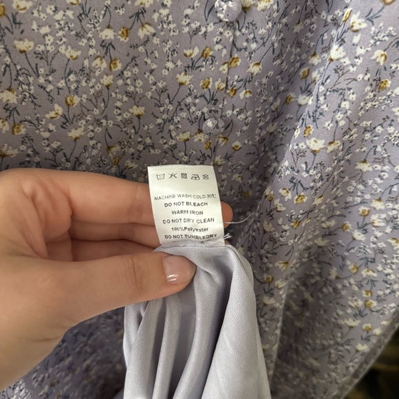 Veiled Collection Pastel Purple Lavender Floral Button Front Women's Maxi Dress - Picture 12 of 16